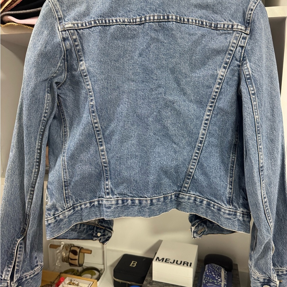 Mango Denim Jacket Medium Wash Size M Chic Fitted Jean Jacket - Picture 4 of 5